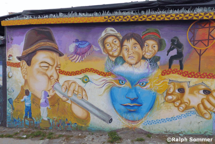 Wandmalerei Kinder in Ecuador
