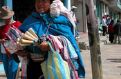 Fliegende Händlerin in Calpi, Ecuador
