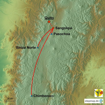 Karte Akklimatisierungsprogramm für Bergsteiger Ecuador