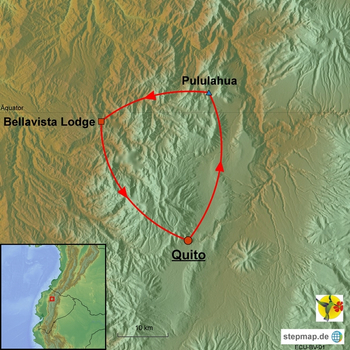 Karte Rund um die Bellavista Lodge Ecuador