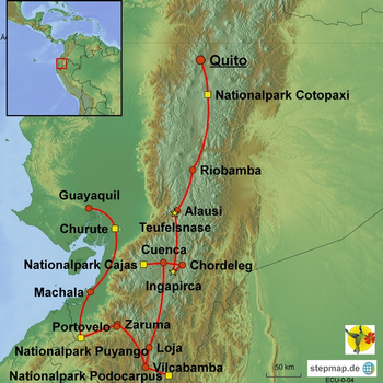 Karte Allee der Vulkane Ecuador