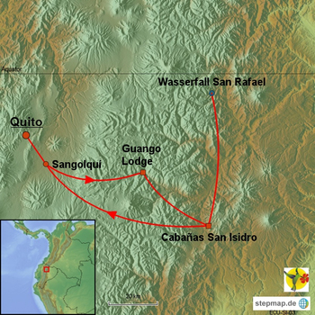 Karte Vogeltour an den Osthängen der Anden Ecuador