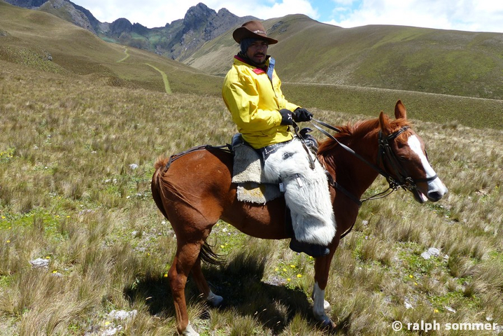 Reiter mit Pferd am Rumiñahui in Ecuador