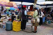 Verkaufsstand Otavalomarkt, Ecuador