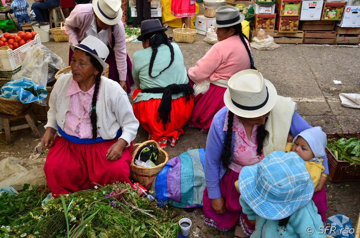 Marktfrauen Nachwuchs bei Gualaceo, Ecuador