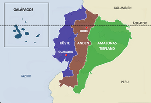 Karte Regionen Ecuadors