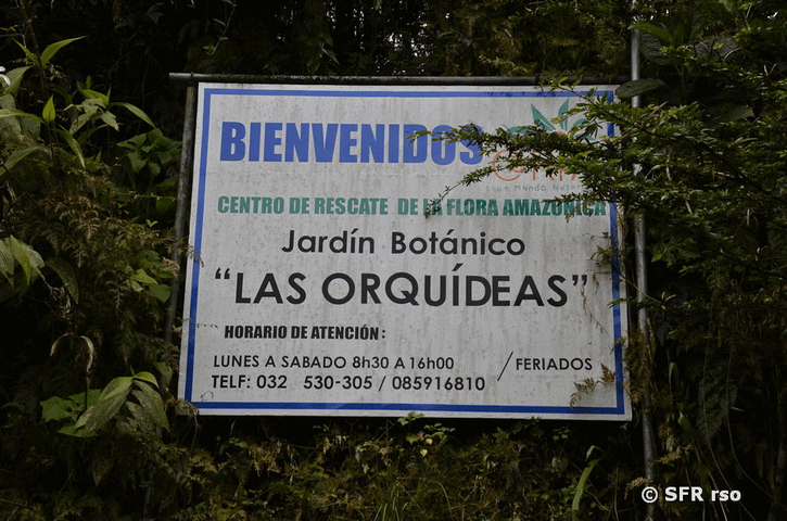 Schild Orchideen Garten in Puyo, Ecuador