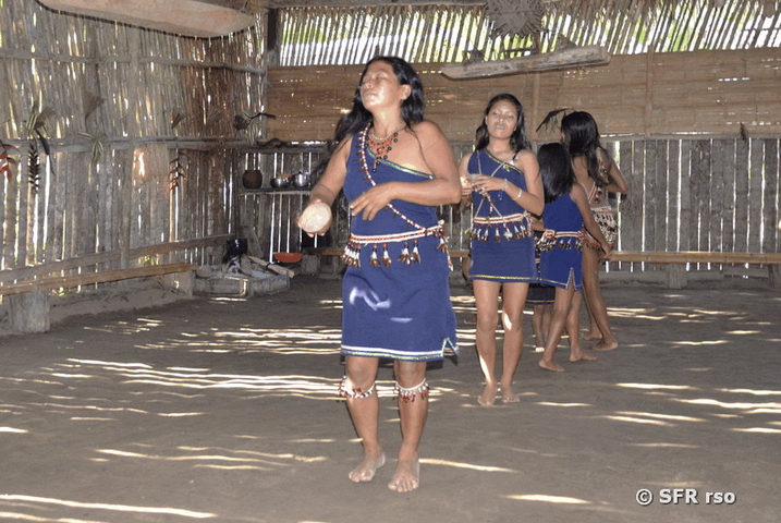 Tänzerinnen auf Fest, Ecuador