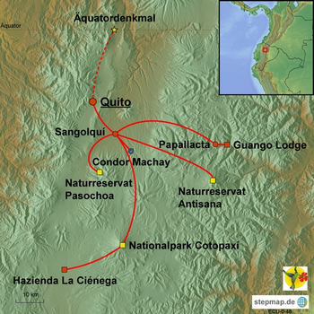 Karte Höhepunkte der Anden Ecuador
