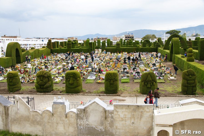 Blick auf Zypressenfriedhof bei Tulcan, Ecuador