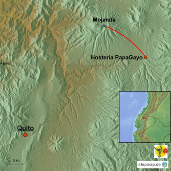 Karte Besteigung Mojanda Ecuador