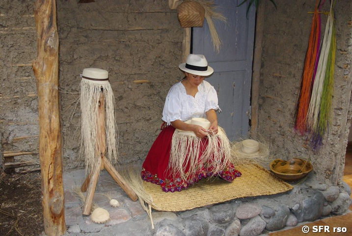 Panamahutflechten in der Hutfabrik Homero Ortega bei Cuenca, Ecuador