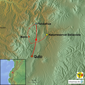 Karte Reiten auf dem Kolibri-Trail Ecuador