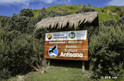 Schild Naturreservat Antisana in Ecuador