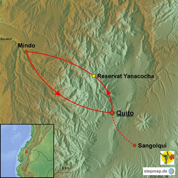 Karte Mountainbiketour Nono-Mindo Ecuador