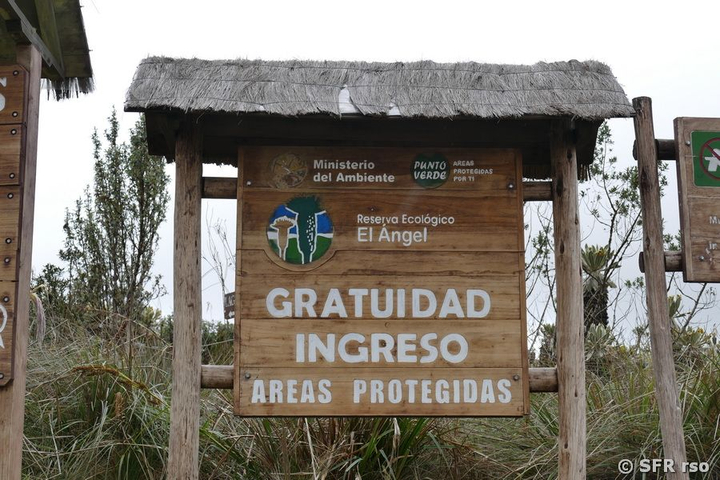 Tafel zu Nationalpark El Angel in Ecuador