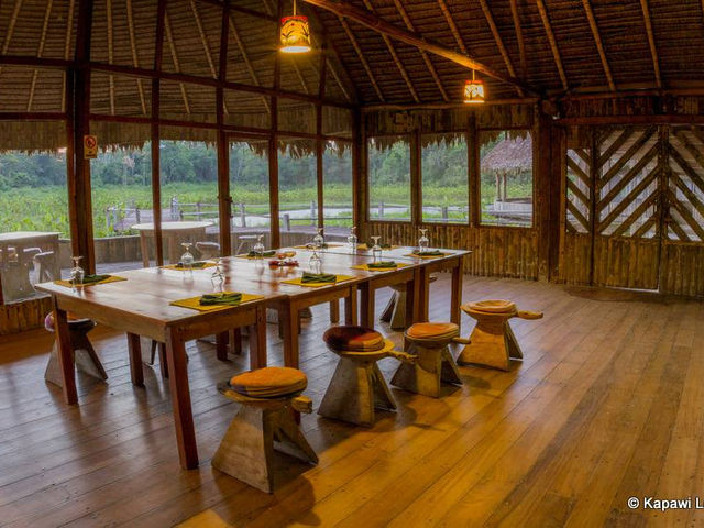 Restaurant in der Kapawi Urwaldlodge