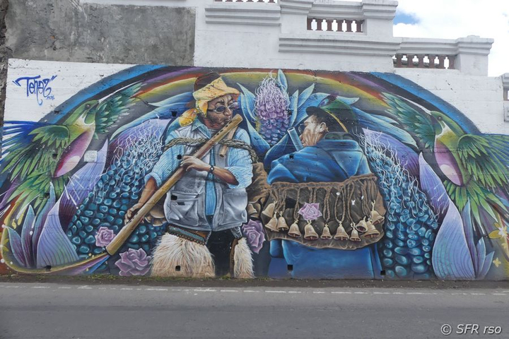Vaquero mit Cholita Mural in Ecuador
