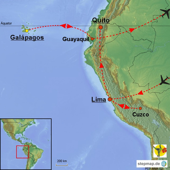 Übersichtskarte Höhepunkte Perus und Ecuadors