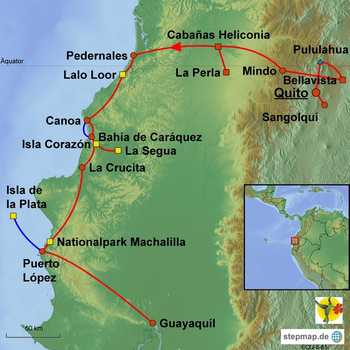 Karte Auf der Spondylus-Route Ecuador