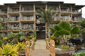 Eingang des Hotels Canoa Beach in Ecuador