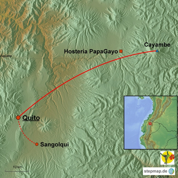 Karte Besteigung Cayambe Ecuador
