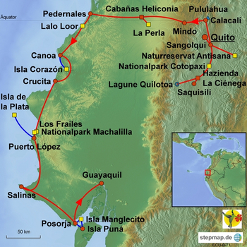 Karte Zauber von Ecuador: Vulkane und Pazifik