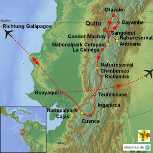 Karte Ecuador Höhepunkte
