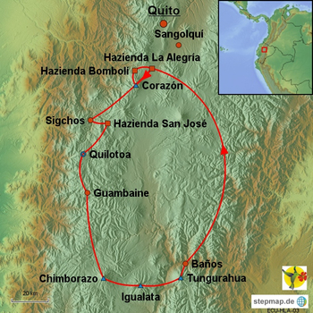 Karte Wilde Anden Reittour Ecuador
