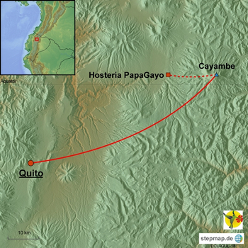 Karte Wanderung Cayambe Ecuador