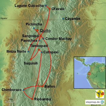 Karte Vulkantrekking Ecuador