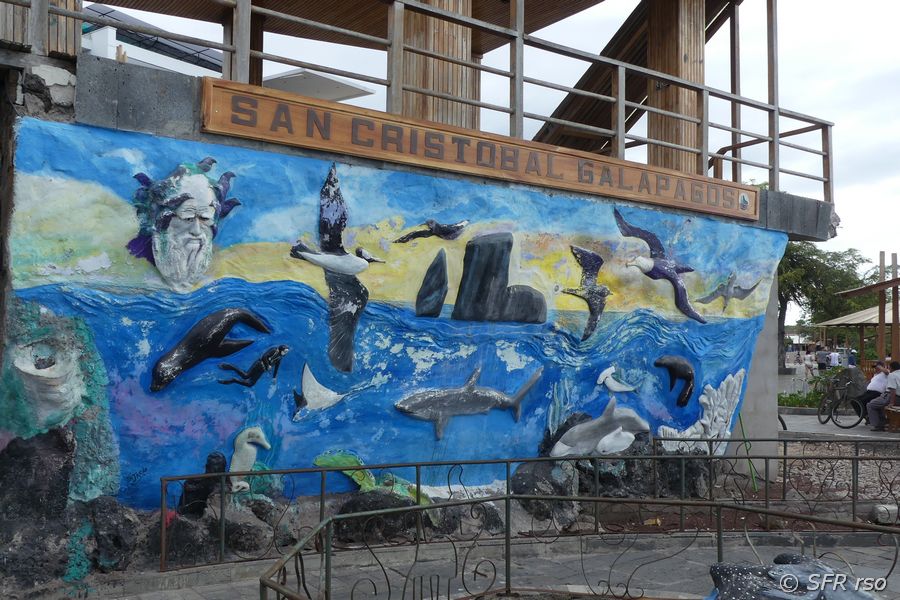 Mural am Hafen von Baqueriuo Moreno, Galapagos