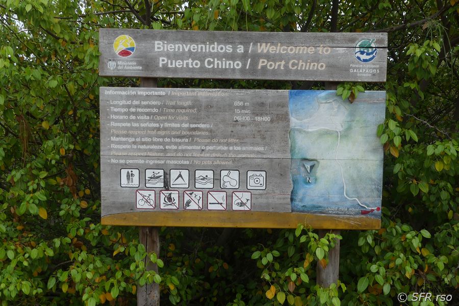 Schild in Puerto Chino, Galapagos