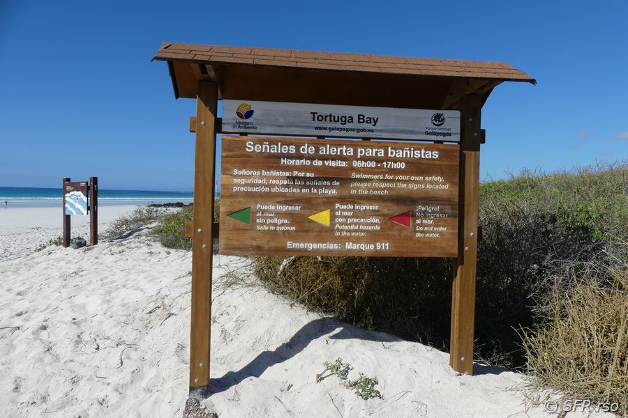 Tortuga Bay Willkommensschild, Galapagos